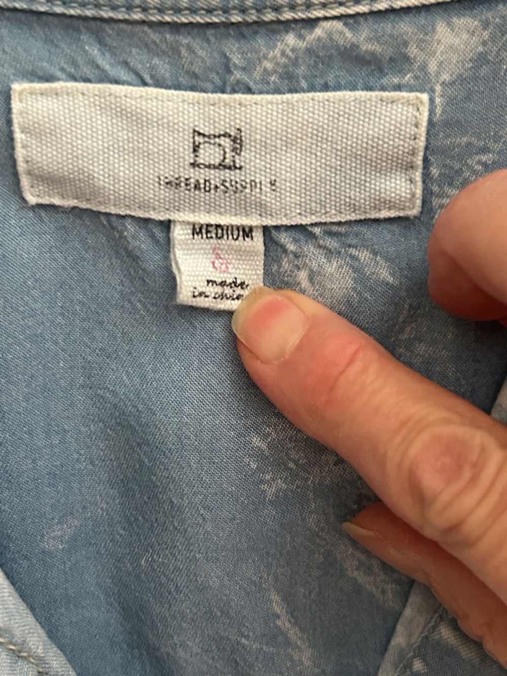 Acid Wash Light Blue Denim Button-Up Shirt - Picture 3 of 8